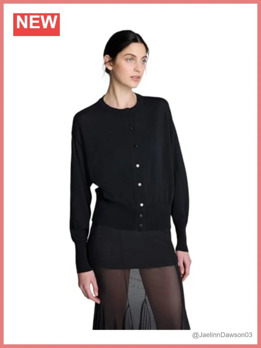 Long Sleeve Button Front Cardigan Sweater Semi Sheer Slim Fit